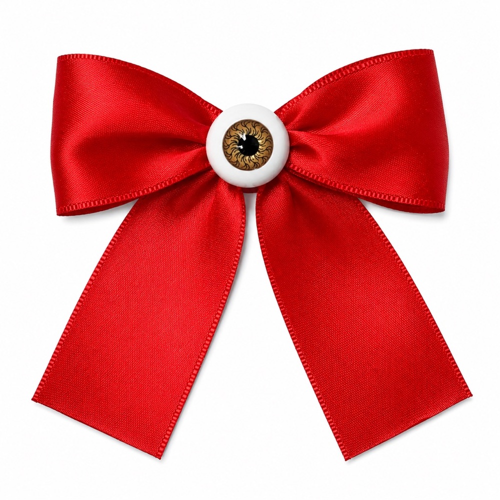 Bow Eyeball Clip – 1.5” Ribbon - Ruby Wish